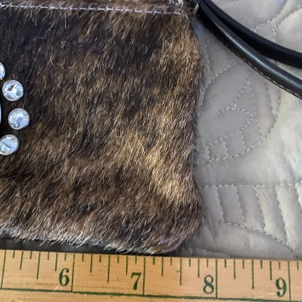 New~.Brown Brindle Cowhide Clutch Purse & Card Holder - Picture 4 of 13
